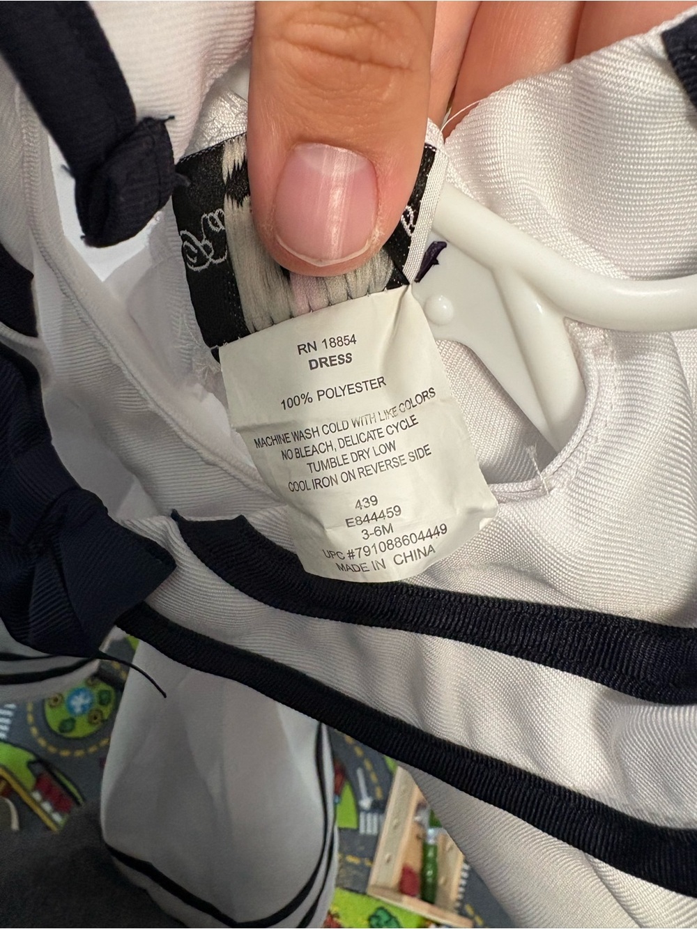 Infant Nautical Sailor Dress White & Navy Bow Pleated A-Line 3–6 Months EUC - Picture 6 of 6